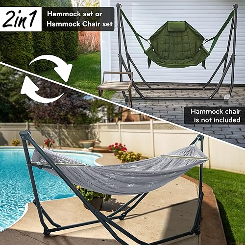 Miniatura 7 de Tranquillo UniGen - Hamaca resistente para interiores y exteriores, con soporte de acero, plegable de alta calidad, 600 libras, poliéster suave