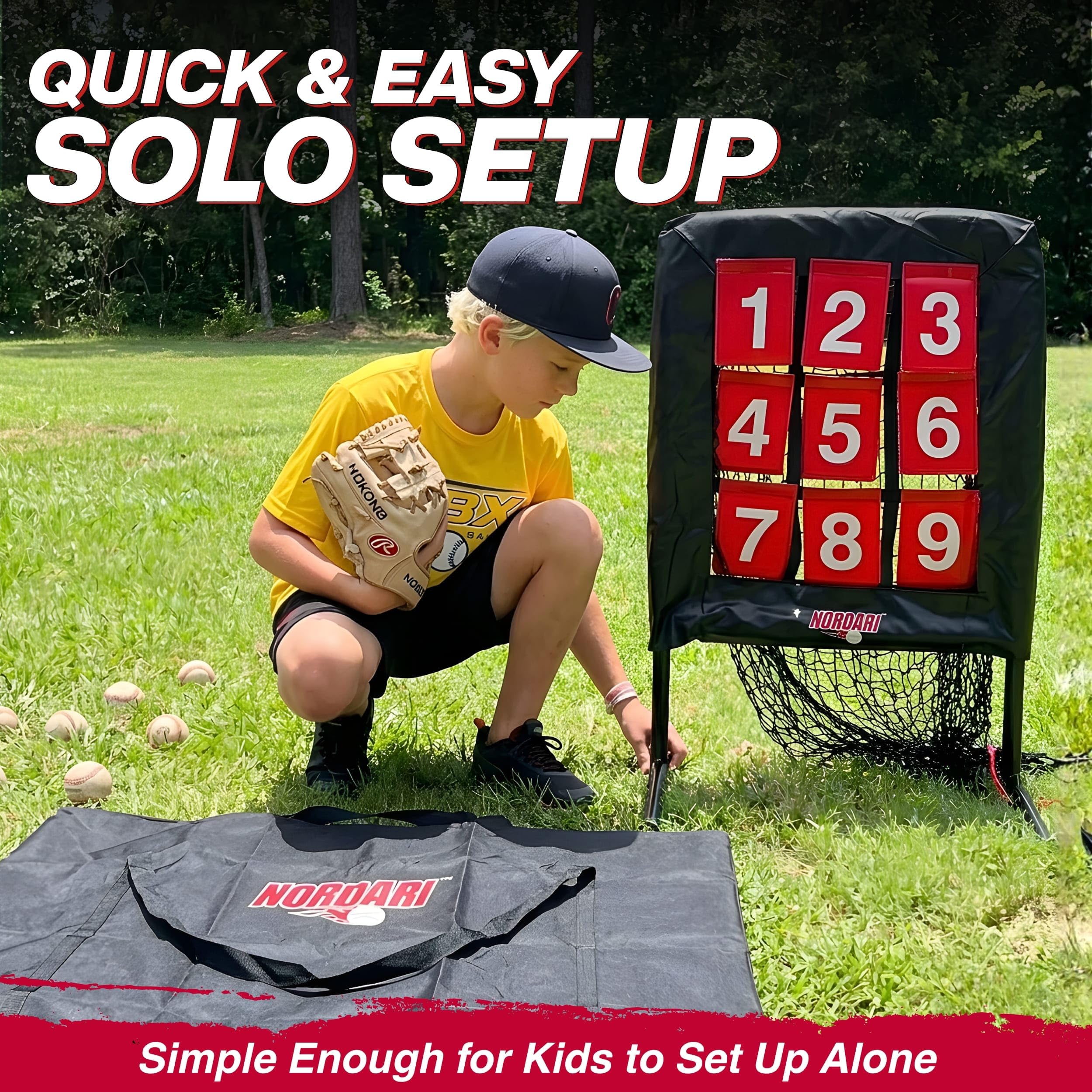 Robustes 9-Loch-Pitching-Netz mit Zahlen & Schlagzonen-Ziel, verstellbares Baseball- und Softball-9-Pocket-Pitching-Zieltrainer, tragbares Baseball-Übungsnetz für Schlag- und Spielfeldtraining