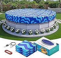 Vista 8 de POOLHACKER - Cubierta de piscina de invierno de 12 pies, redonda, 12 pies sobre el suelo, cubierta de piscina 420D extragruesa con extensión