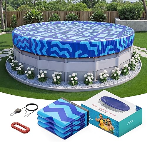 Miniatura 8 de POOLHACKER Cubierta de piscina de invierno redonda de 15182124 pies, cubierta redonda de piscina de 15 pies sobre el suelo, superposición de 4 pies