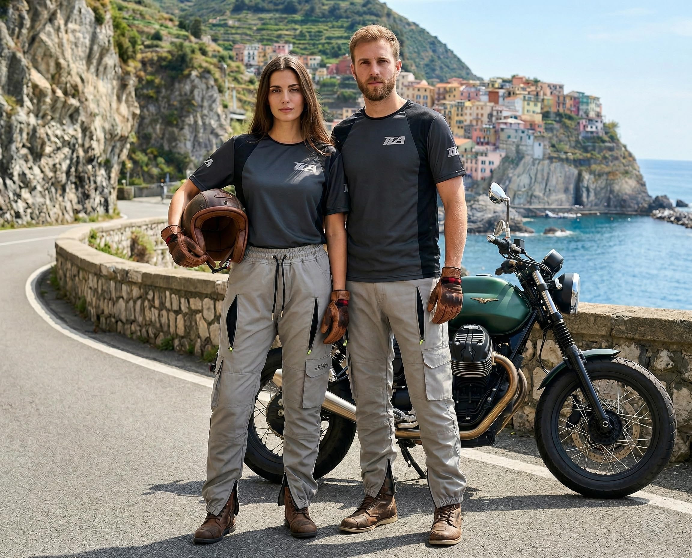 TLA Racer Pantaloni Moto, Protezioni CE, Rinforzi in Aramide. Taglie sino 6XL Uomo, Donna. Ampio Elastico in Vita, Coulisse con Lacci, Varie Tasche e Prese d’Aria. Pantaloni Moto, Scooter