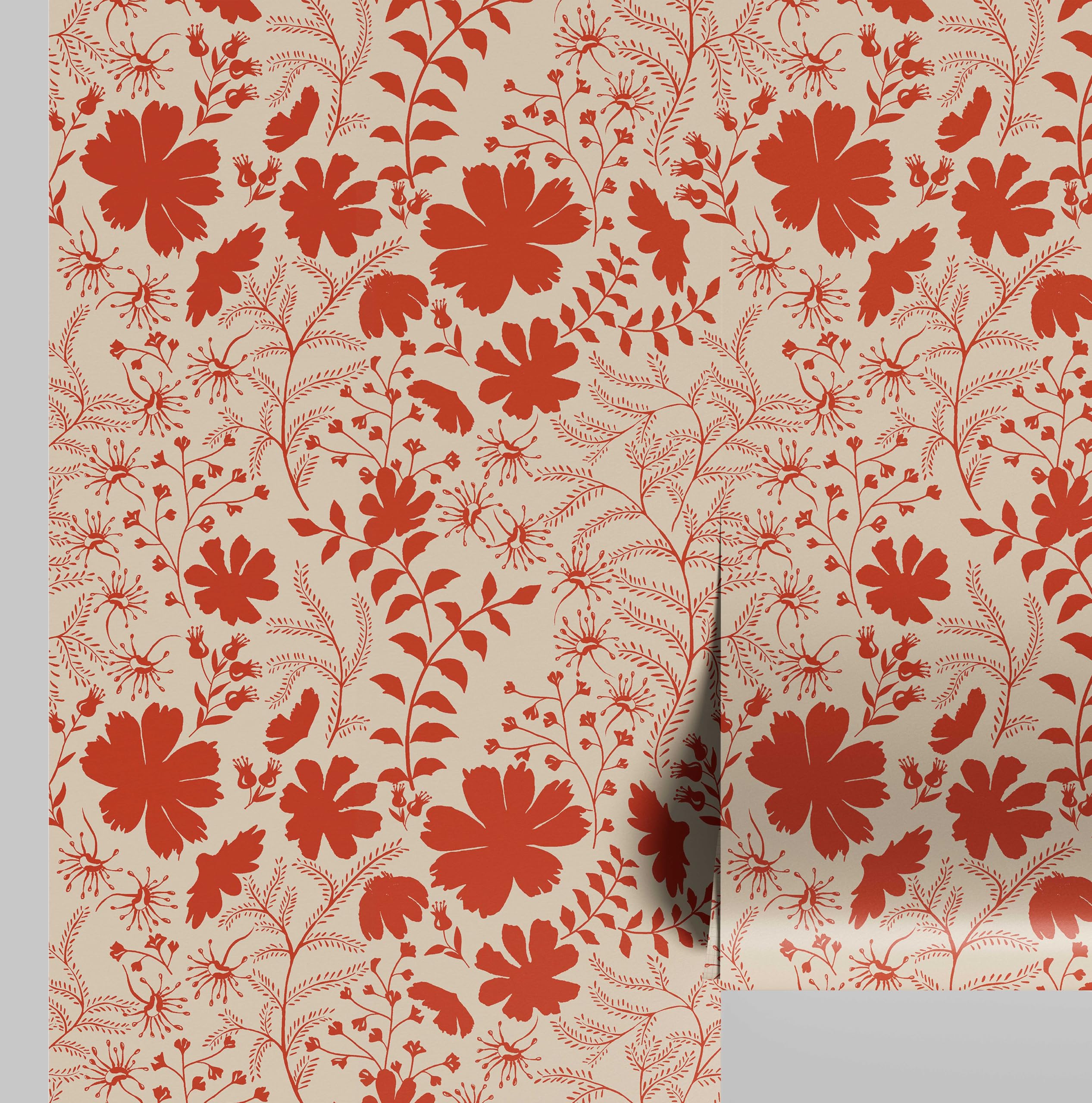 Papier peint botanique orange 63,5x304,8 cm autocollant amovible en vinyle pour mur et armoire