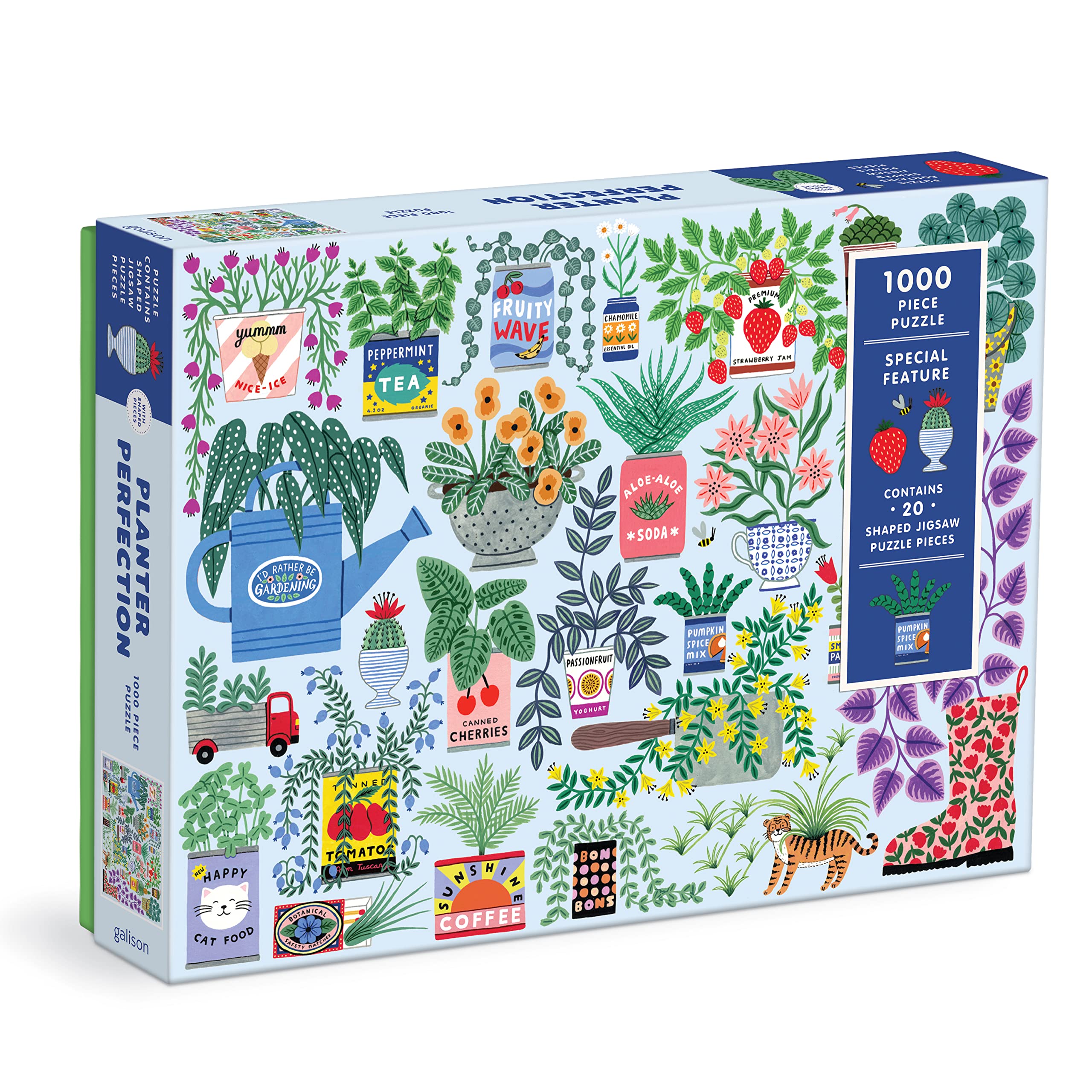 Planter Perfection 1000 Piece Puzzle with Shaped Pieces from Galison - 27" x 20" Puzzle with 20 Uniquely Shaped Pieces, Colorful Artwork, Thick & Sturdy Pieces, Challenging & Fun Activity for Adults