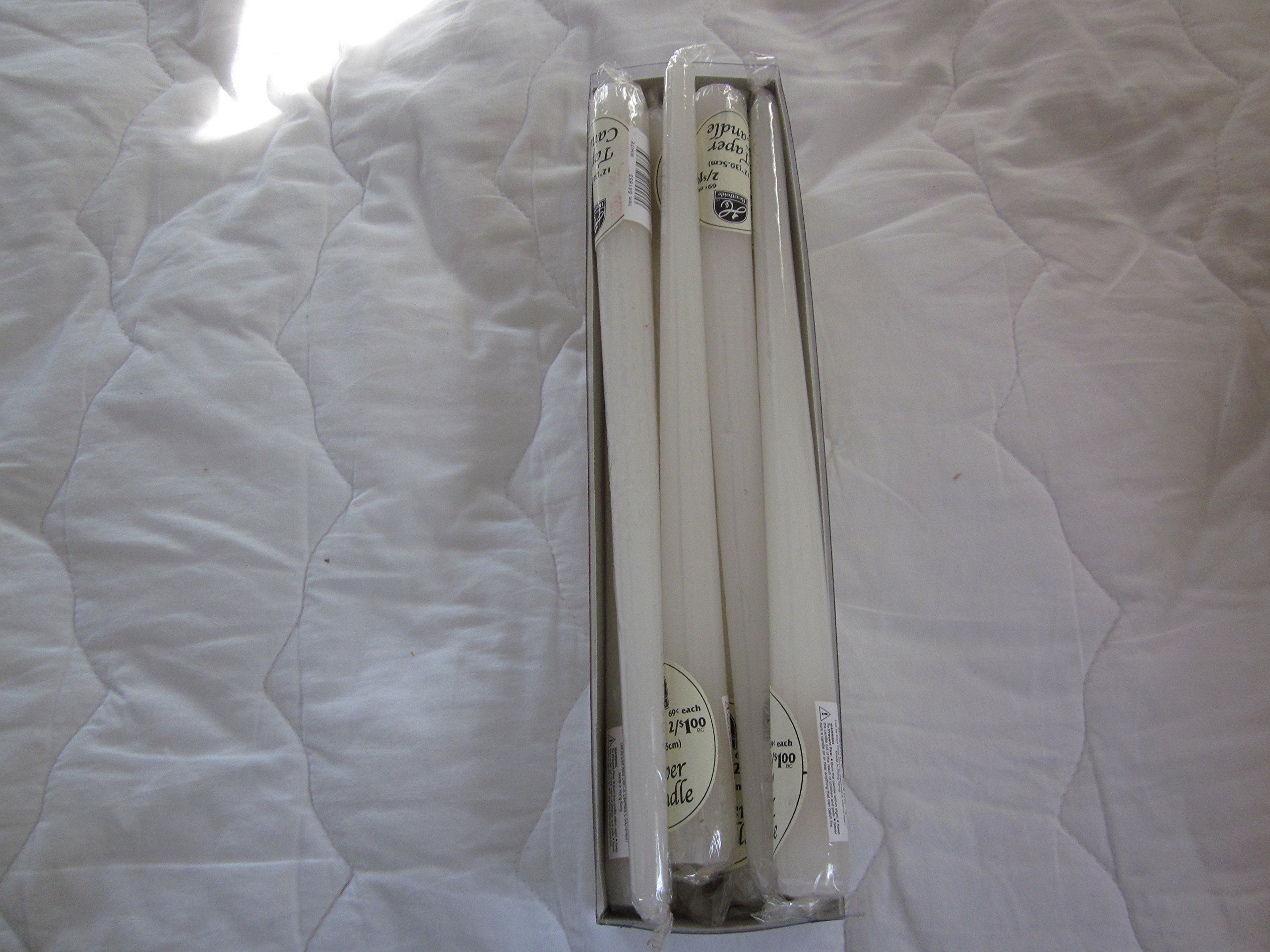 12-Inch Taper Candles by Hearthside, White, (Set of 12 Candles)