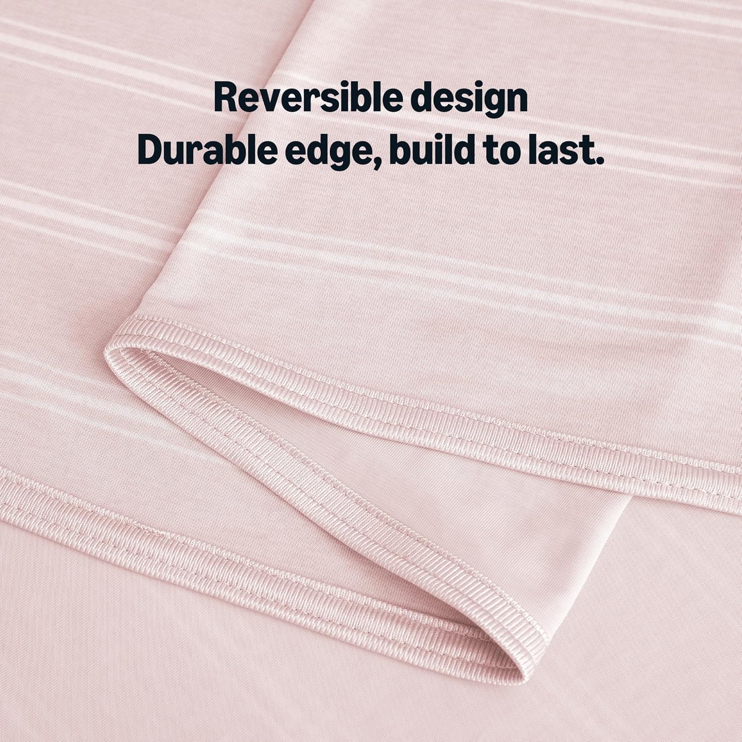 Amazon Basics Striped Cooling Blanket for Hot Sleepers, Reversible Lightweight Thin Throw Blanket for Bed, Couch and Sofa, King (90" x 108"), Pink Striped