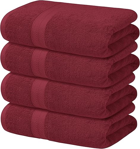Miniatura 8 de Avalon Towels Toallas de baño (paquete de 4) de 27 x 54 pulgadas, 100% algodón, ligeras y absorbentes, de secado rápido, para baño, tacto suave,