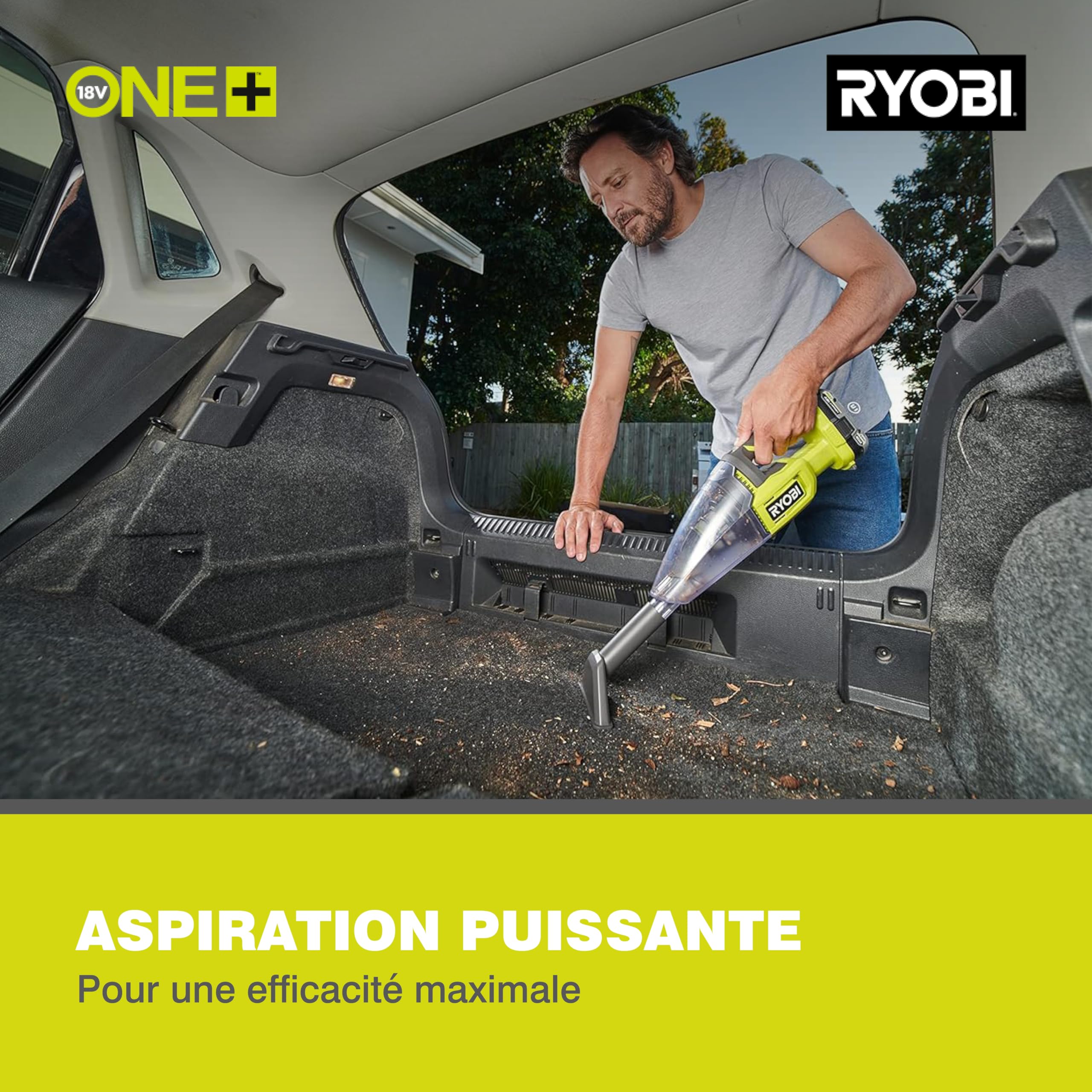 RYOBI - Aspirateur à Main sans Fil 18V One+ RHV18-0 – Compact, Léger (900gr), Bac à poussière de 600 ML, Filtration – Idéal Maison, Voiture – Batterie Non Incluse