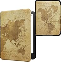 Vista 39 de kwmobile Funda compatible con Yaxa Kindle Paperwhite 11. Generación 2021 - Funda para lector electrónico - Libros y páginas Beige/Marrón/Dorado