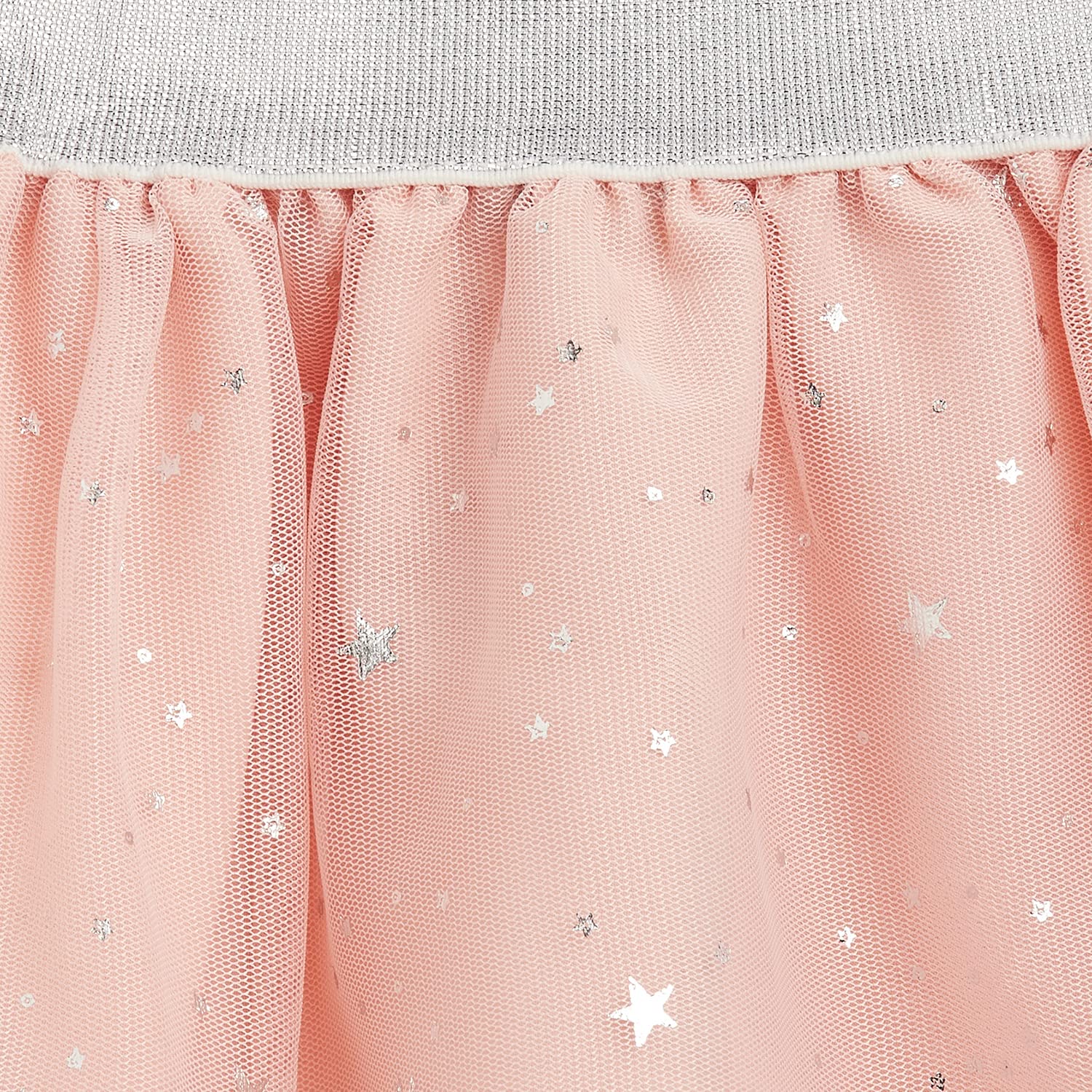 CAMEY Fancy Baby Peach Silver Star foil Skirt with Silver Lurex Elasticated Waistband (6-12 Months) - Image 3 thumbnail