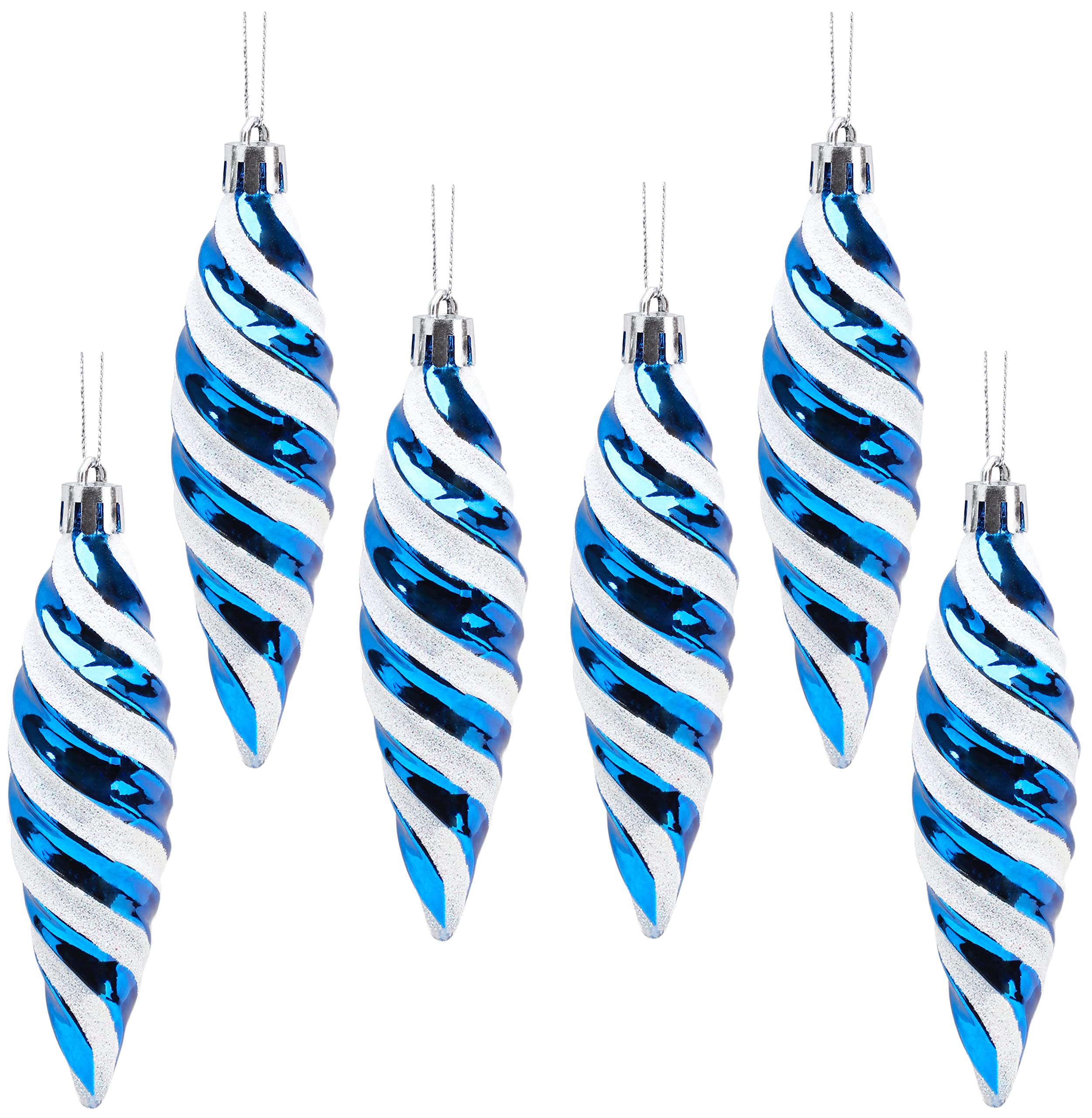 Christmas Concepts Blue Christmas Concepts® Pack Of 6-110Mm Large Spiral Shaped Baubles - Shiny & Glitter Decorated - Christmas Tree Decorations (Midnight )