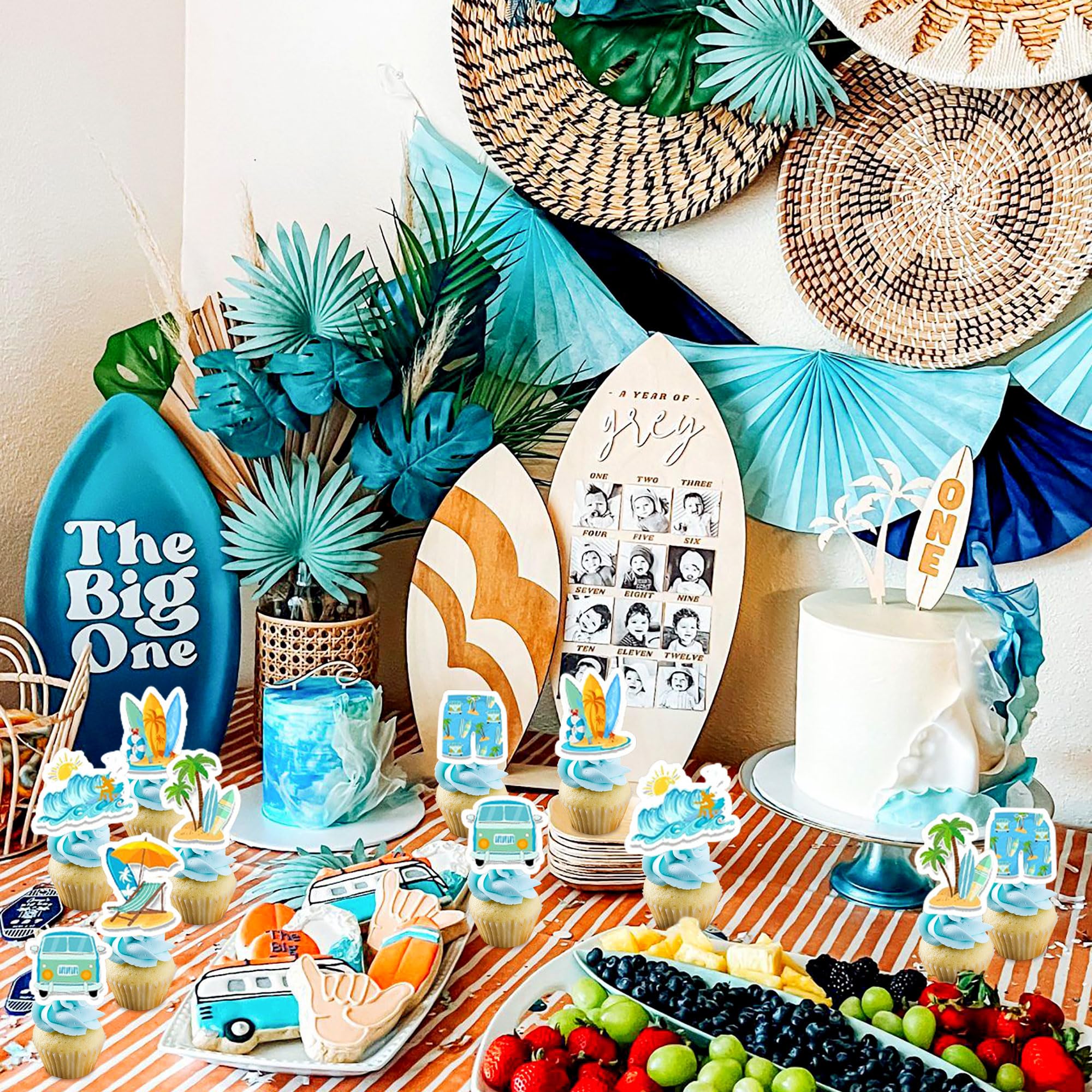 Décoraton de gâteau d'annversare de surf The Bg One Brthday Surfs