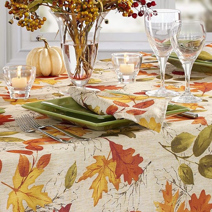 Servilletas de Tela Elrene Estampadas Hojas Otoño 43x43cm Pack 8 miniatura 2