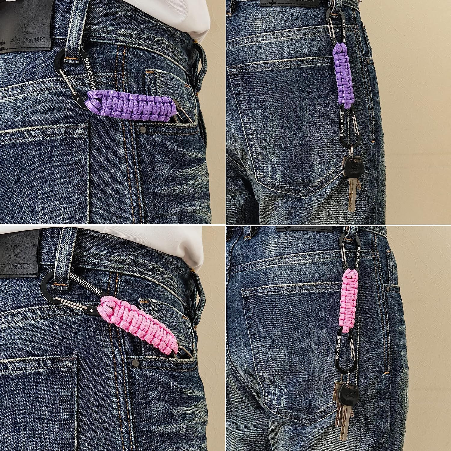 Paracord Keychain with Carabiner Clips - FREE SHIPPING -9