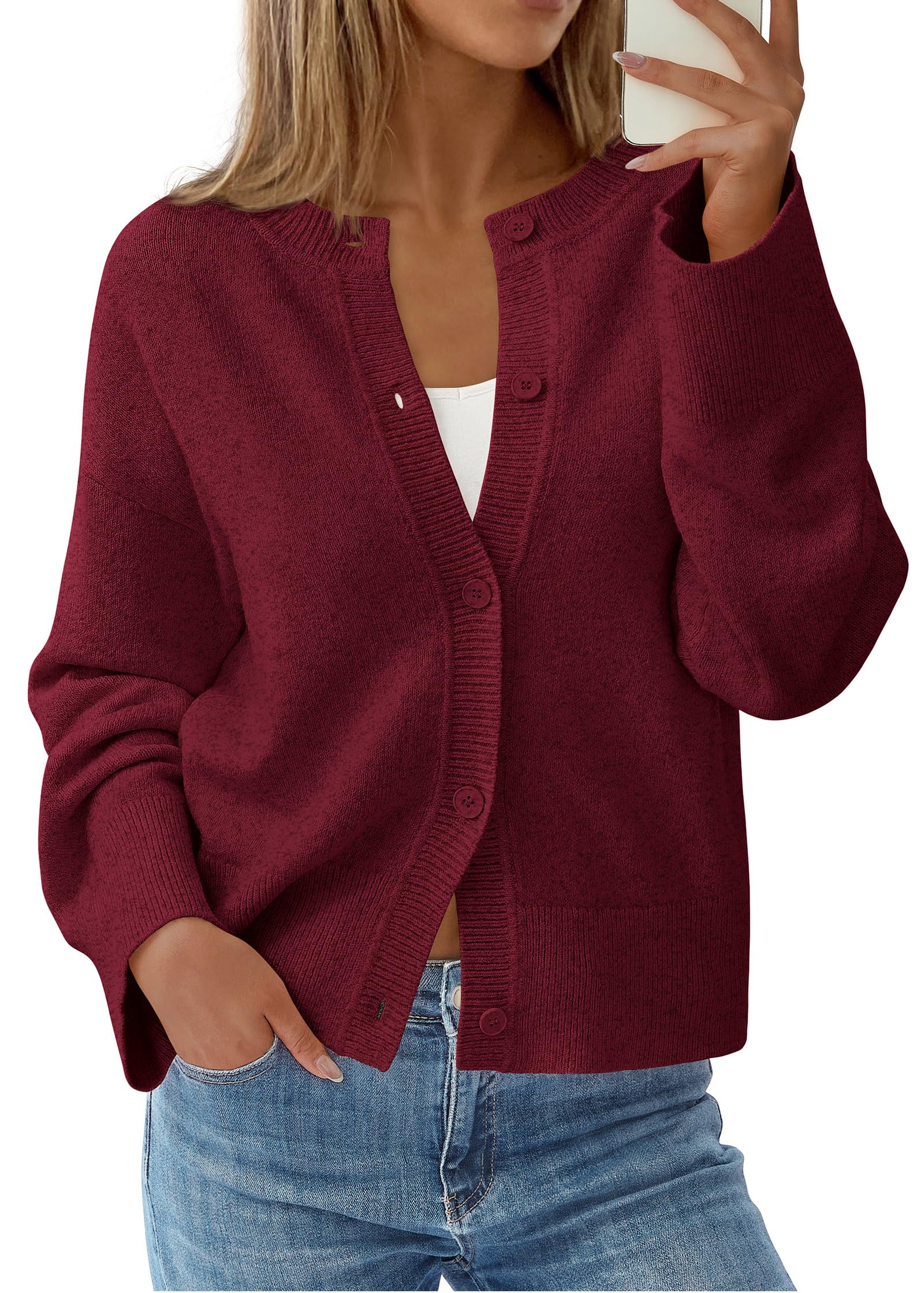 KIRUNDO Cardigan Sweaters for Women Fall Trendy Long Sleeve Chunky Knit Button Up Oversized Winter Jacket Casual Outwear