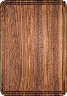 AZRHOM Walnut Wood Cutting Board, 12x8in Small Wooden Chopping Boards with Deep Juice Groove and Side Handle, Thick Butcher Block for Kitchen Meat Cheese Gift for Wife Mom Gift Box