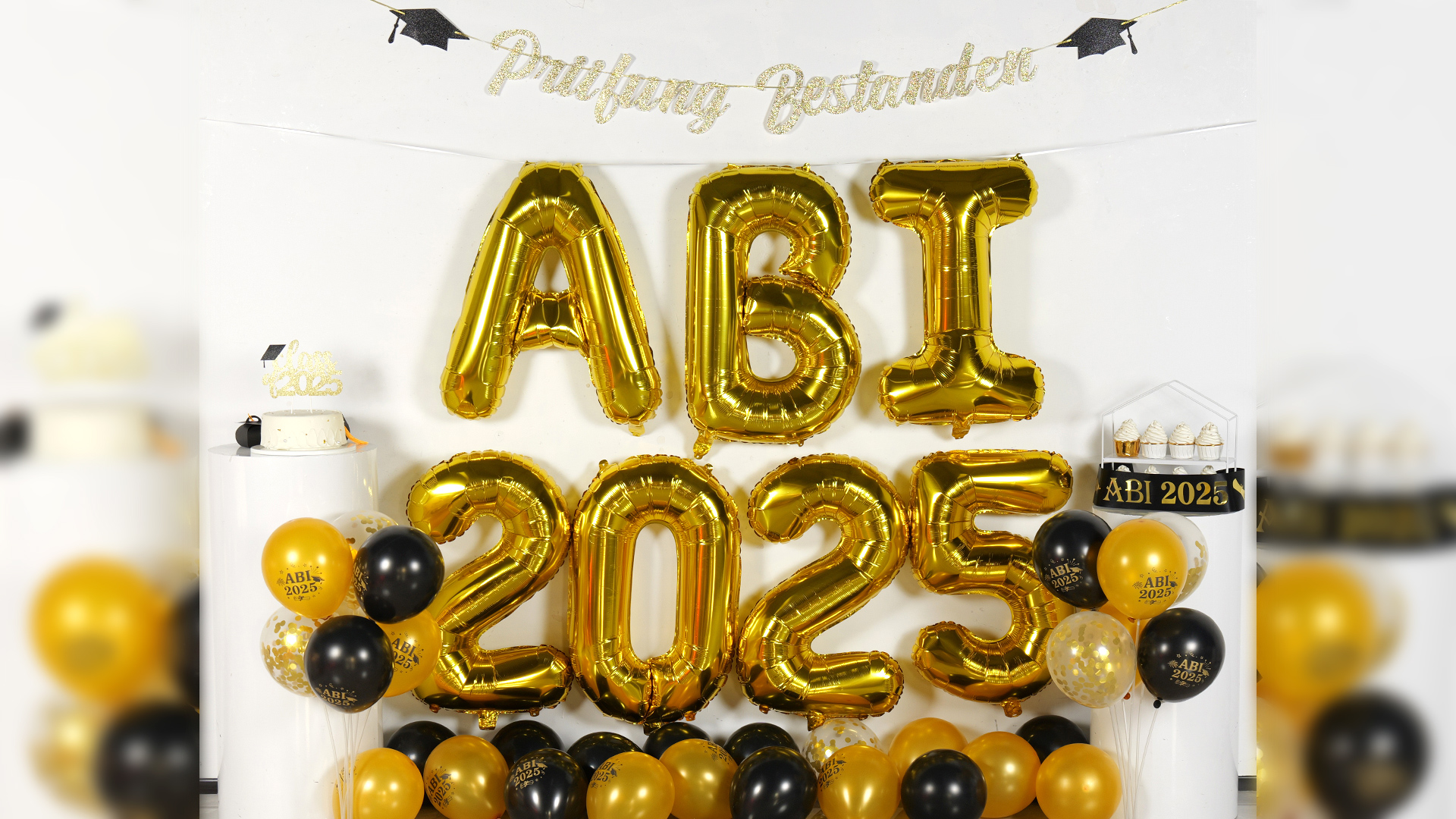 Abschlussschärpe 2025 In Roségold – Mit Glitzer-Aufdruck „I Graduated“
