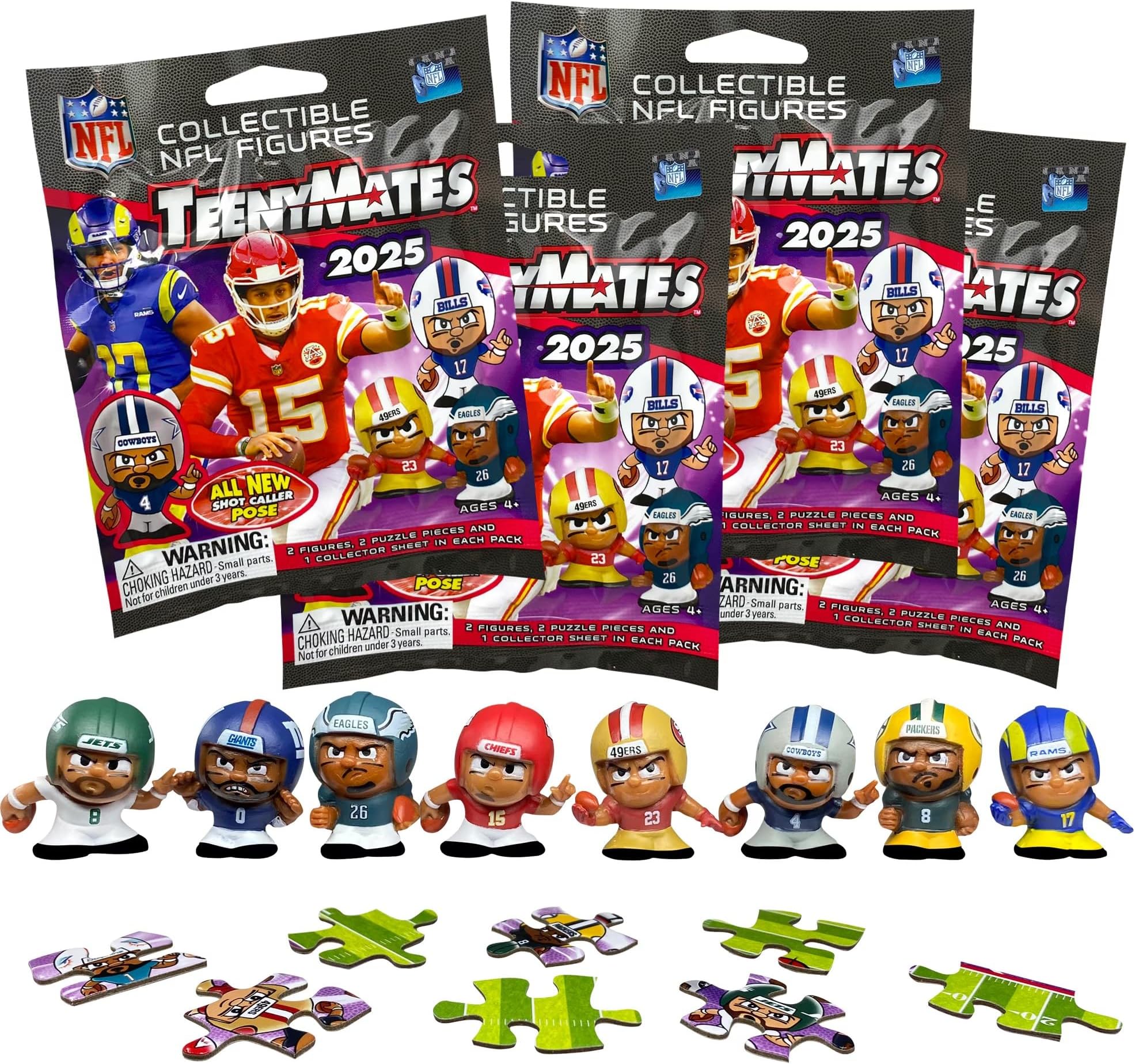 Party Animal Series (13) 2024 NFL Figures Blind Bags Gift Set Party Bundle - 4 Pack - 8 Figures Total