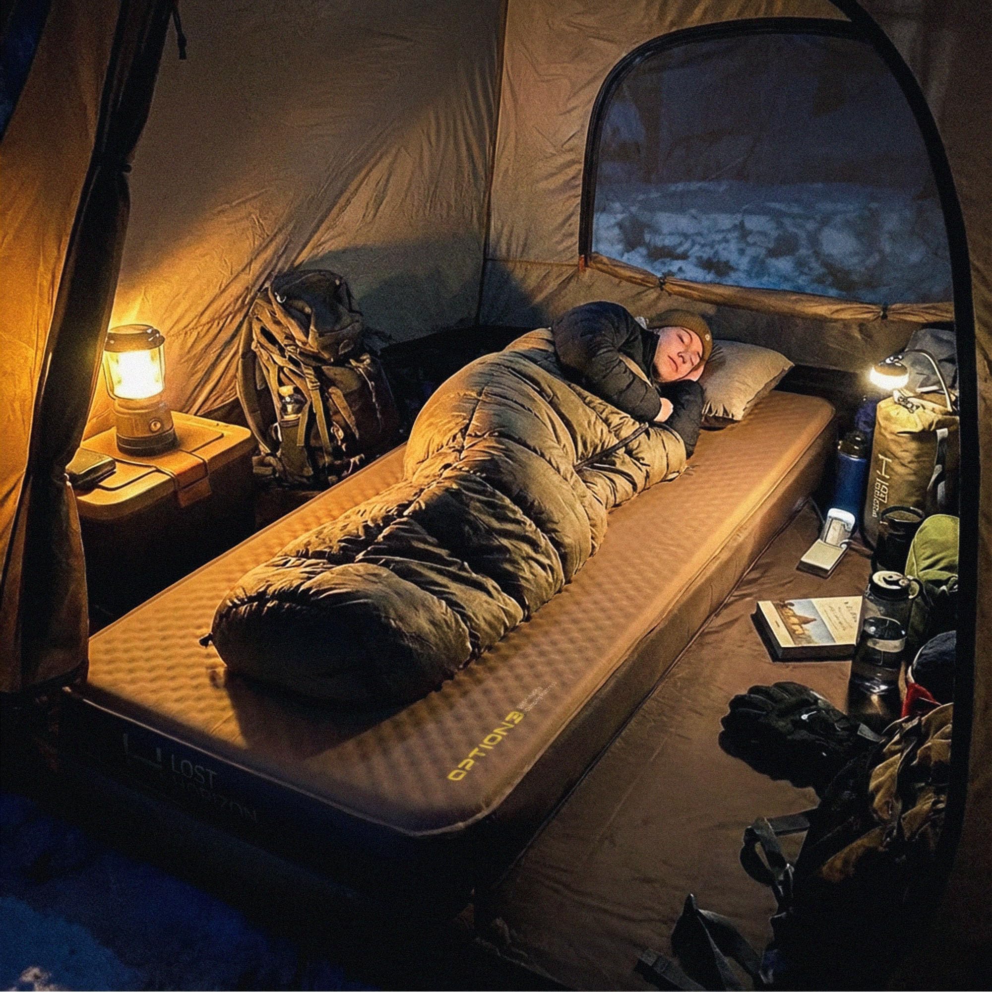 LOSTHORIZON Airsoft - Colchoneta de Dormir autoinflable de 4.5 Pulgadas de Grosor con Espuma sólida, colchón de Camping con Saco de Bomba, Cama Enrollable portátil, Almohadilla Inflable para