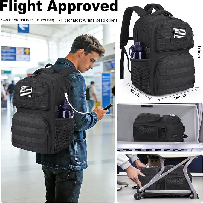 Mochila Táctica para Laptop 17.3 pulgadas Negra miniatura 2