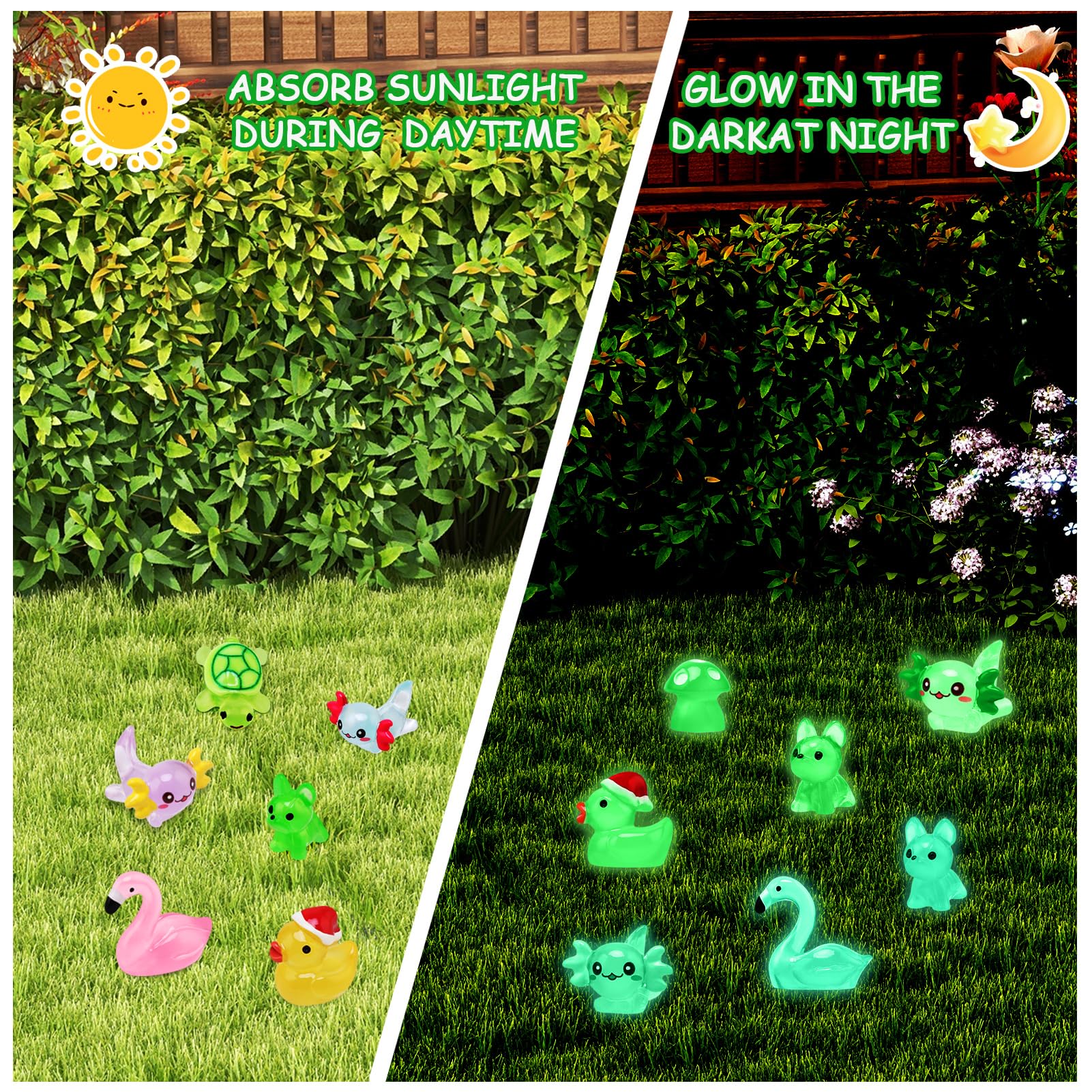 JoyPlus 100Pcs Mini Resin Animals Luminous,Mini Ducks,Tiny Mixed Luminous Resin Animals,Small Plastic Animal Figures Glow in the Dark for Potted Micro Landscape Fairy Garden Aquarium Dollhouse Decor - Image 3