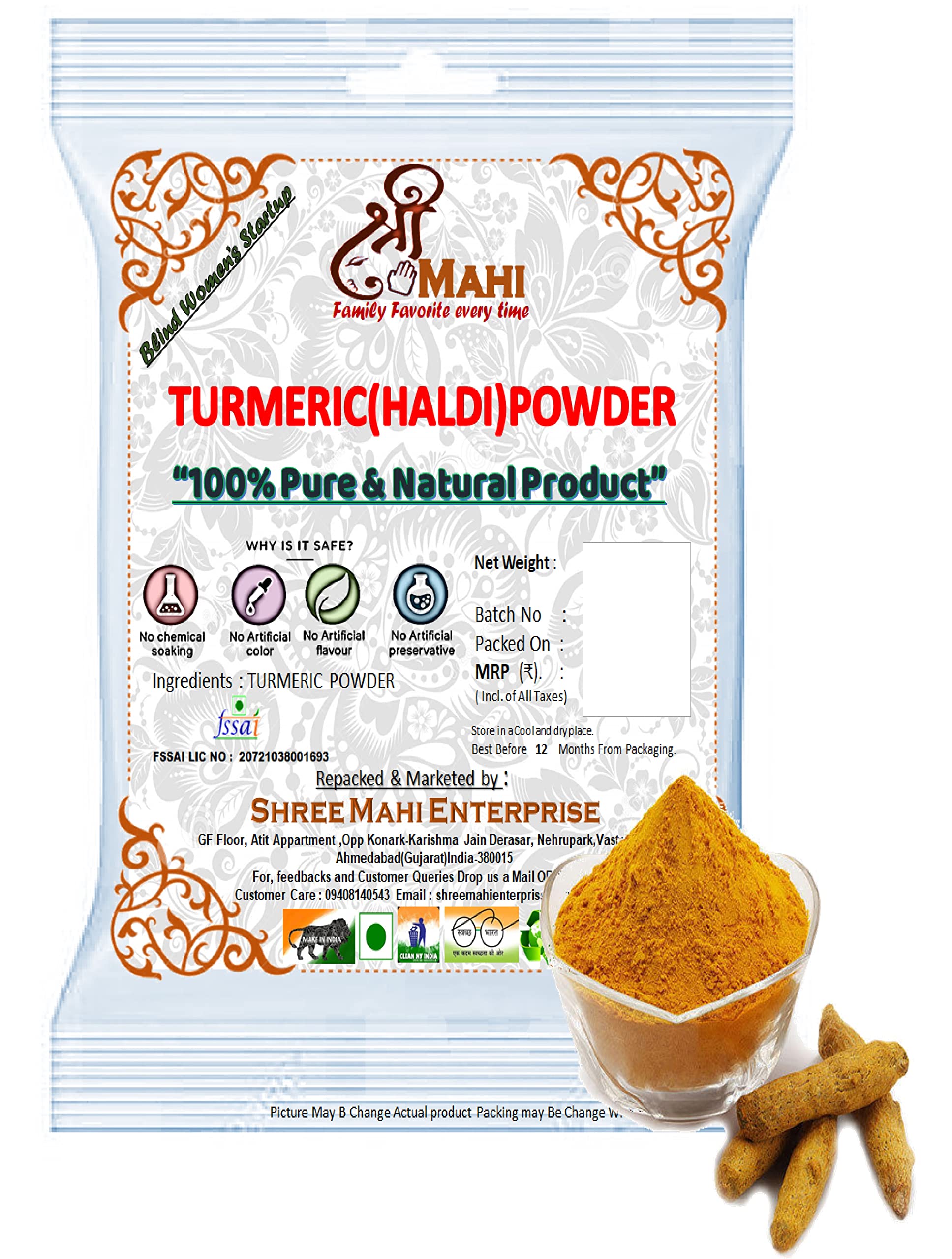 Shree Mahi Exotic Spices Combo Pack Red Chilli Powder(Lal Mirch Powder) + Turmeric Powder(Haldi Powder) (100 GRAM EACH) 1