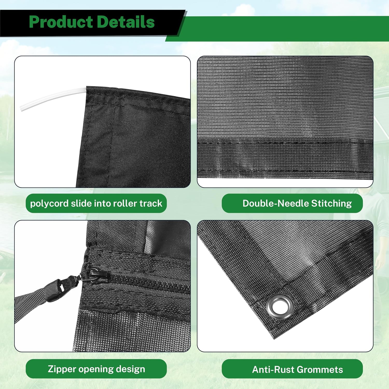 8' x 10'3" RV Sunshade Screen with Zipper 90% UV Protection, Windproof. Ideal for Camping and Outdoor Activities, Easy-to-Install RV Shade is Compatible with a Wide Range of RV Awning Brands