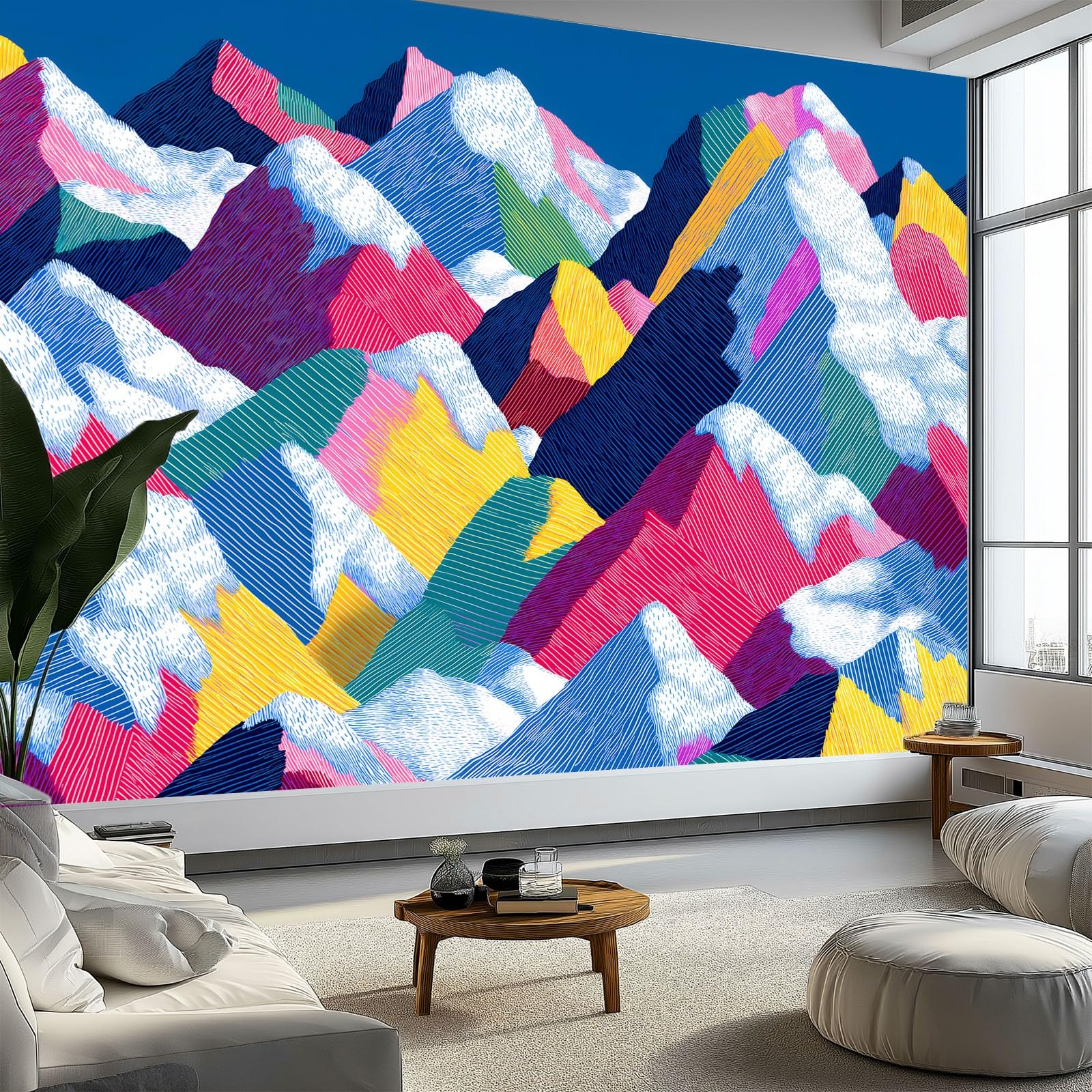 Fototapeta 350 x 256 cm (szer. x wys.), minimalistyczny, geometryczny kształt, góra, efekt 3D, wysokiej jakości nowoczesna dekoracja ścienna, tapeta z włókniny, tapeta ścienna do salonu, sypialni