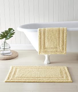 Tommy Bahama Isla Yellow Bath Rug Set - 2 Piece 100% Cotton Highly Absorbent Coastal Bath Mats 17x24 & 21x34