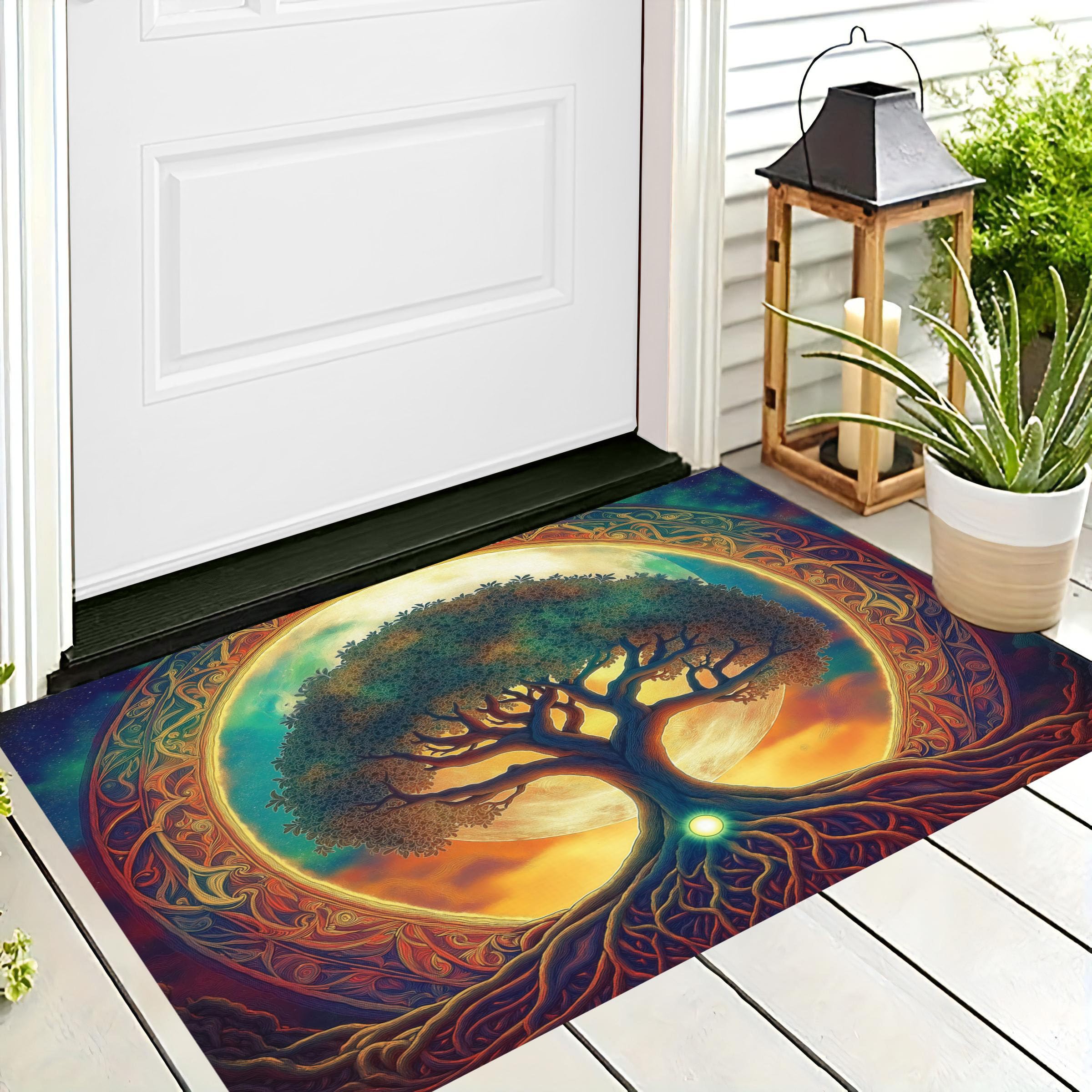 Paillasson lavable en machine totem ciel étoilé 60 x 90 cm antidérapant