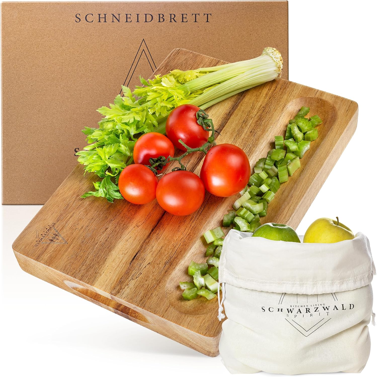 Large Wooden Chopping Board – Solid Wooden Board for Kitchen – Extra Thick Chopping Board, Kitchen Board, Cheese Board, Bread Chopping Board (35 x 25 cm)