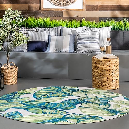 NuLOOM - Alfombra Lisa con flores, para interiores y exteriores, 4 pies cuadrados