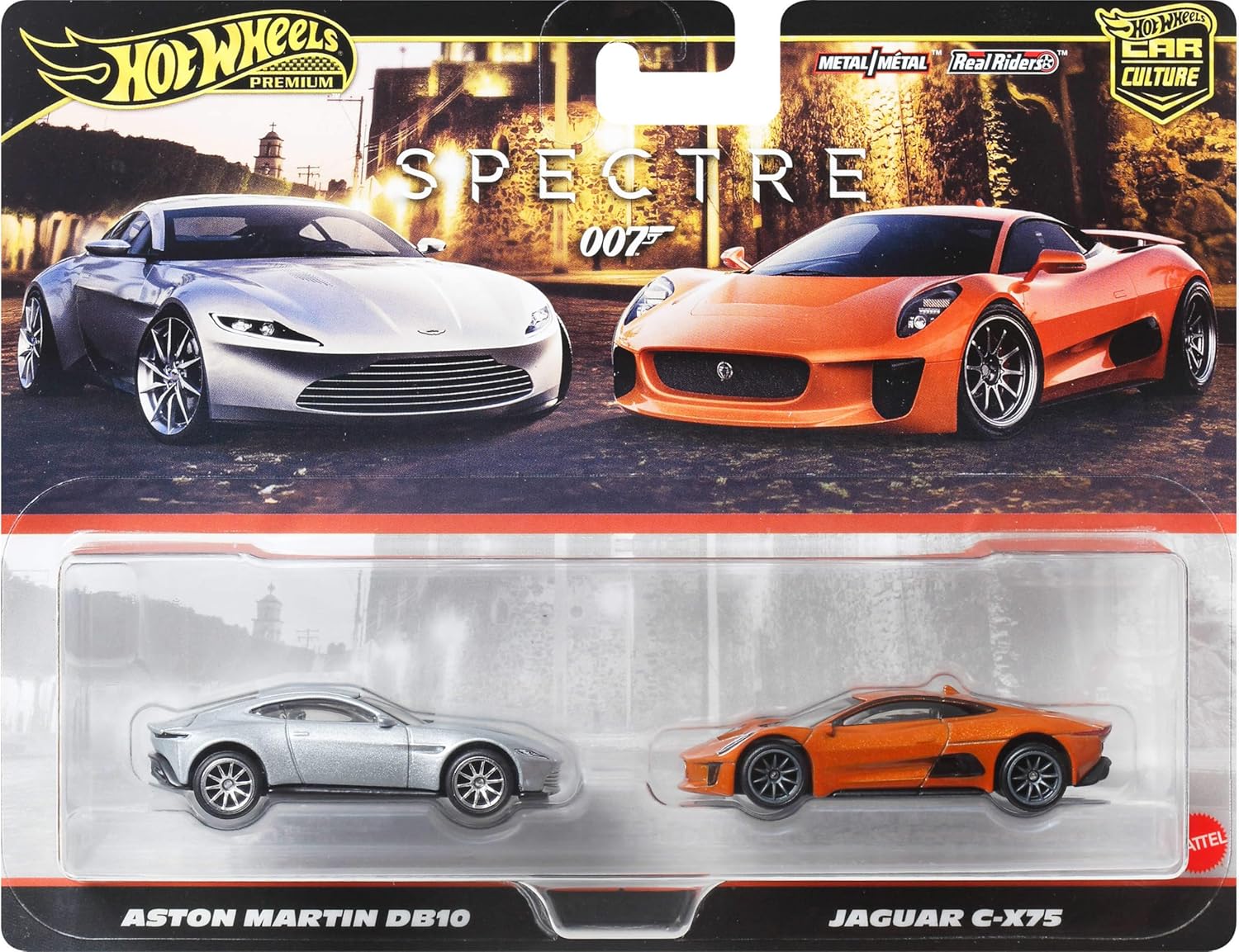 Hot Wheels Premium 2 Pack Aston Martin DB10/Jaguar C-X75 Ride On Toy Mini Car Ages 3+ Multi JBL04