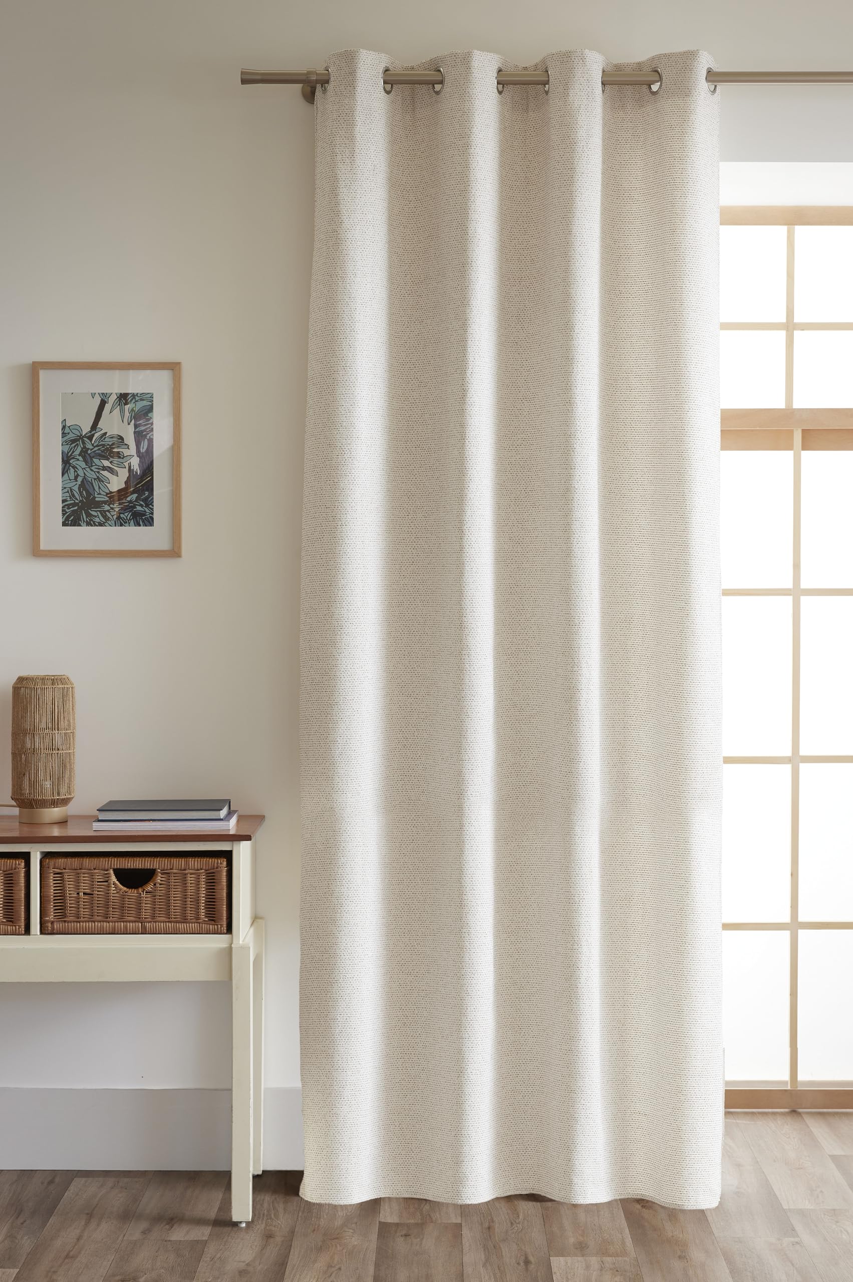 Rideau jacquard Elios 140 x 240 cm anti-regard couleur ivoire doux