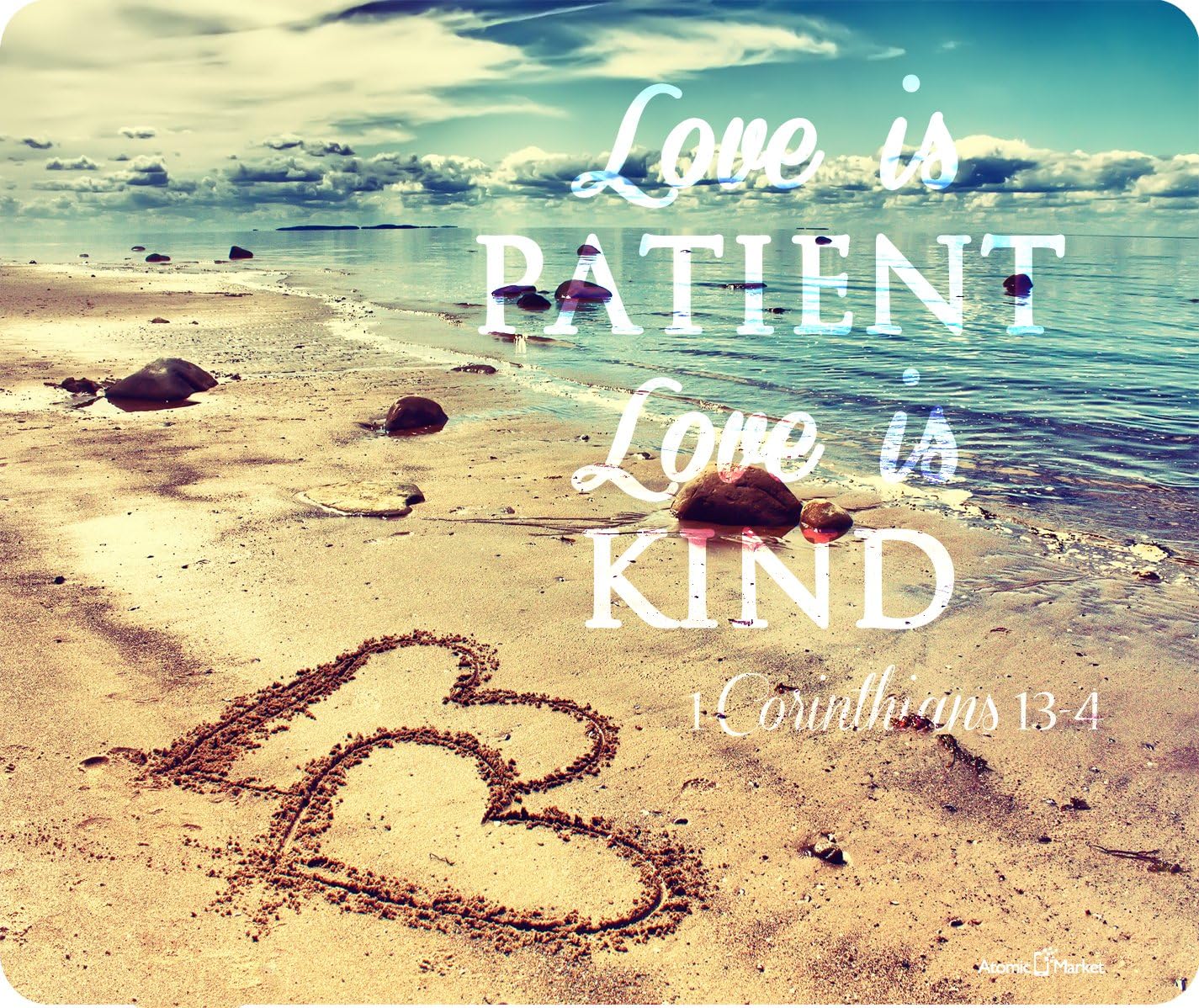 Love Is Patient Love Is Kind Corinthians 13:4 Thick Mouse Pad by Atomic Market