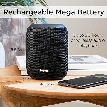 iHome Waterproof Bluetooth Speaker with Long Lasting Rechargeable Battery, Portable Speaker for Indoor and Outdoor Use (iBT700)