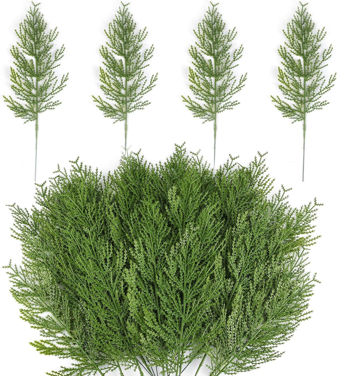 Hananona Artificial Pine Branches,40 Pcs Christmas Faux Cedar Stems, Artificial Faux Cedar Branches, Fake Christmas Greenery Pine Picks for Wreath Craft DIY Home Kitchen Decorations (40, Green)