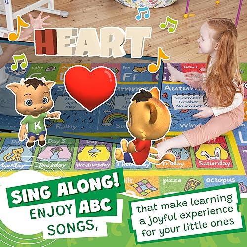 Vista 5 de KC Cubs Alfombra de 3x5 pies con Alfabeto ABC, Estaciones, Meses y Días – Tapete de Juego Educativo para Niños, Niños Pequeños, Cuarto del Bebé