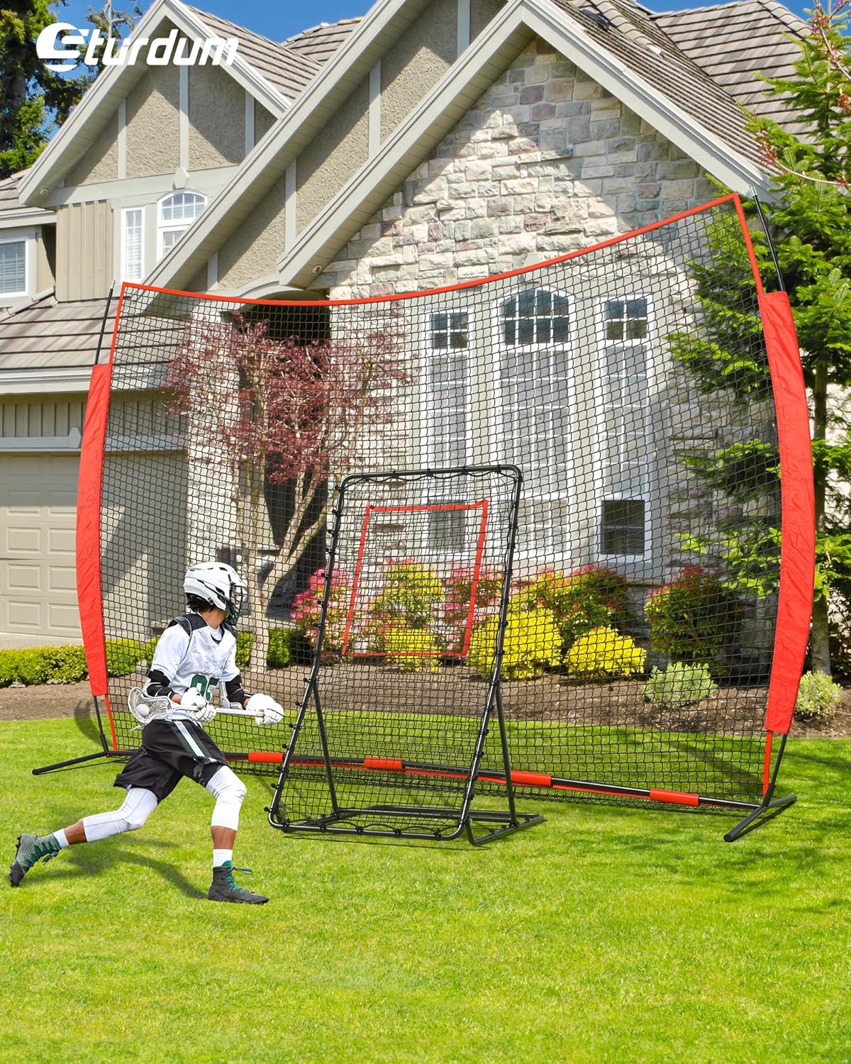 Barricade Backstop Net, 12x9ft/16x10ft/20x10ft Ball Sports Barrier Netting, Protection Screen for Baseball Softball Lacrosse Basketball Soccer Hockey Training for Backyard with Carry Bag