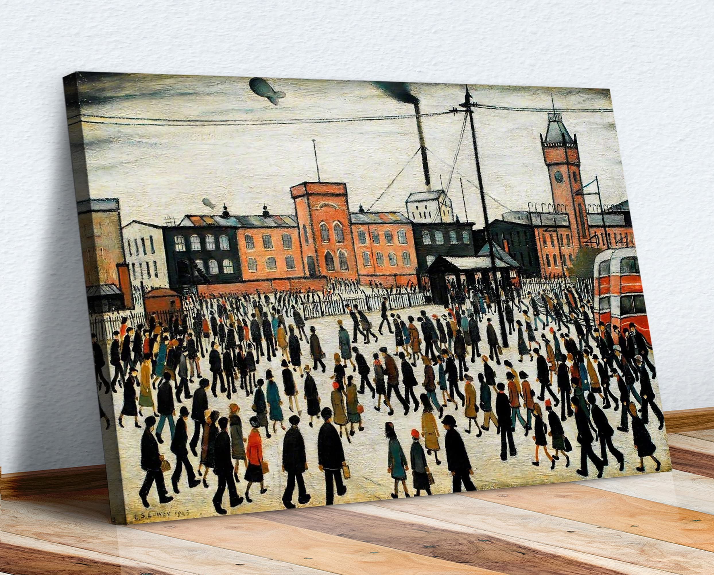 CanvasArtShop Going to Work CANVAS WALL ART PRINT ARTWORK PAINTING PICTURE Ls Lowry Style (18in x 12in / 45cm x 30cm)
