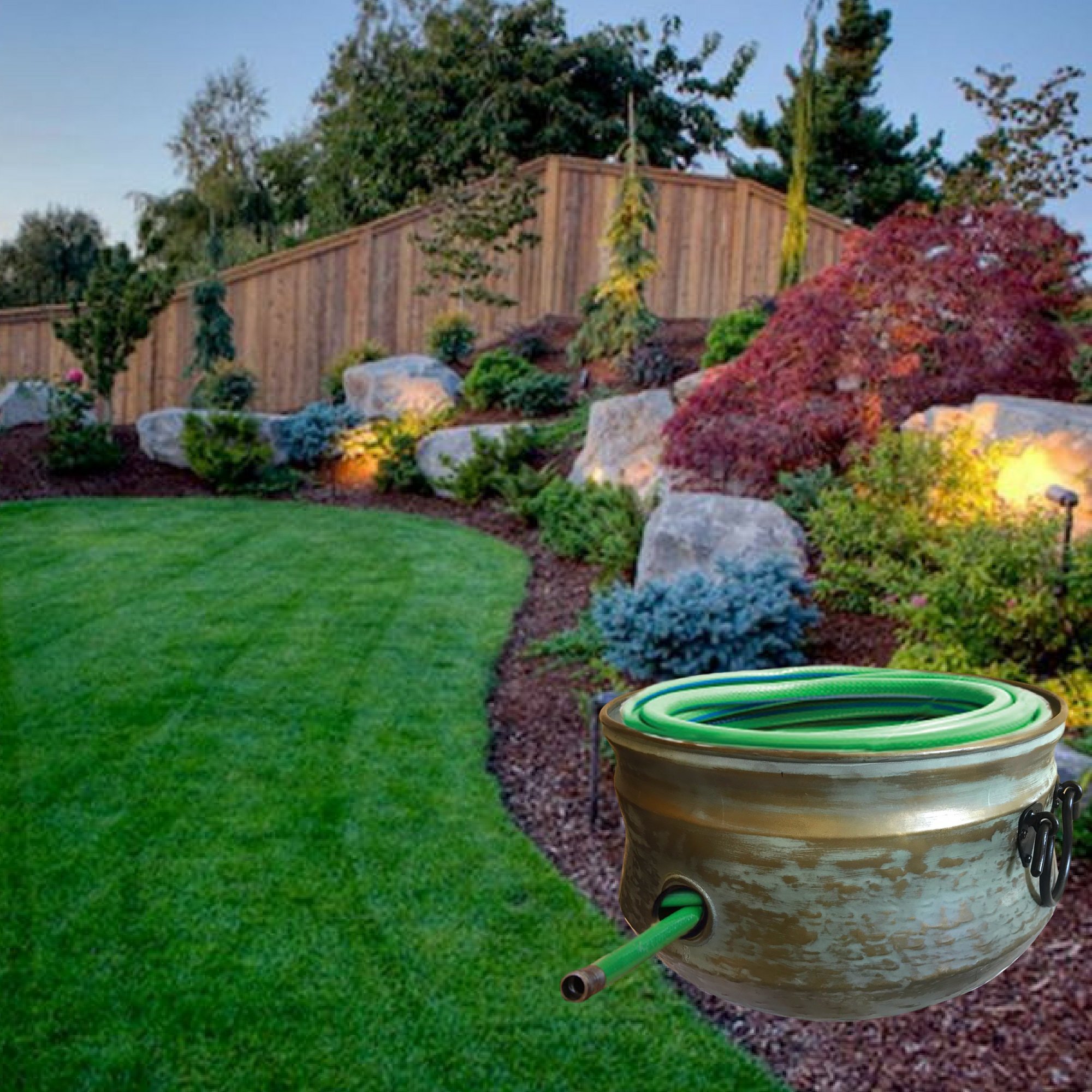 Gartenschlauch-Topf  Verde Gold Outdoor Topf fr Gartenschlauch  Aufbewahrung | Hlt und versteckt groen Wasserschlauch fr dekorativen  Rasen & Garten : Amazon.de: Garten