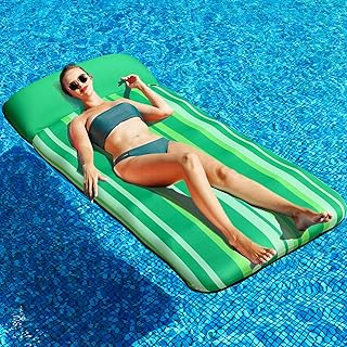 PARENTSWELL Oversized Pool Floats 72" x 38", X-Large, Fabric-Covered Pool Float with Headrest, Inflatable Pool Lounge Chairs, Pool Lounger, Pool Floaties, Pool Party Decorations for Adults