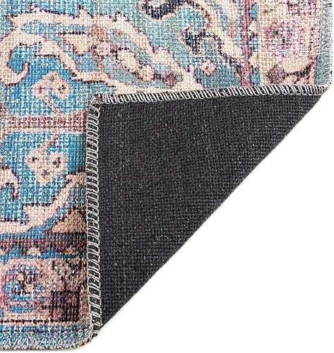 Miniatura 8 de Rugs.com Nostalgia Collection - Alfombra lavable de 2 x 6 pies, tejido plano azul, perfecta para pasillos y entradas