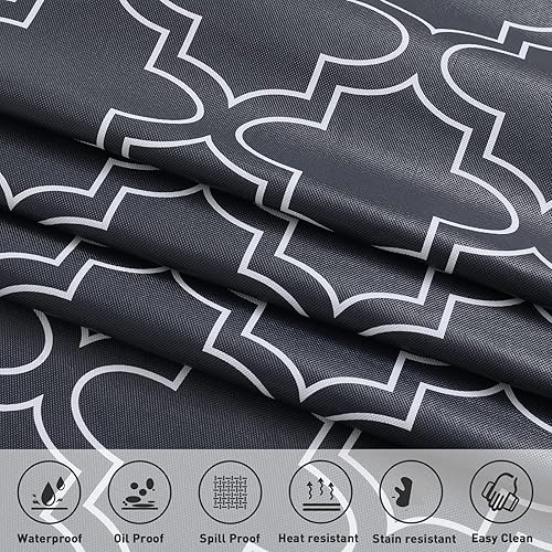 Miniatura 3 de Vonabem Mantel rectangular de PVC 100% impermeable, cubierta de mantel de vinilo con reverso de franela, a prueba de aceite, a prueba de derrames,