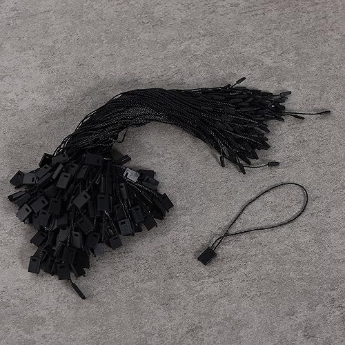 Miniatura 5 de 3000 unidades de cuerda de etiqueta colgante, 7 pulgadas de nailon negro con cierre de presión de gancho de plástico para sujetar la etiqueta de