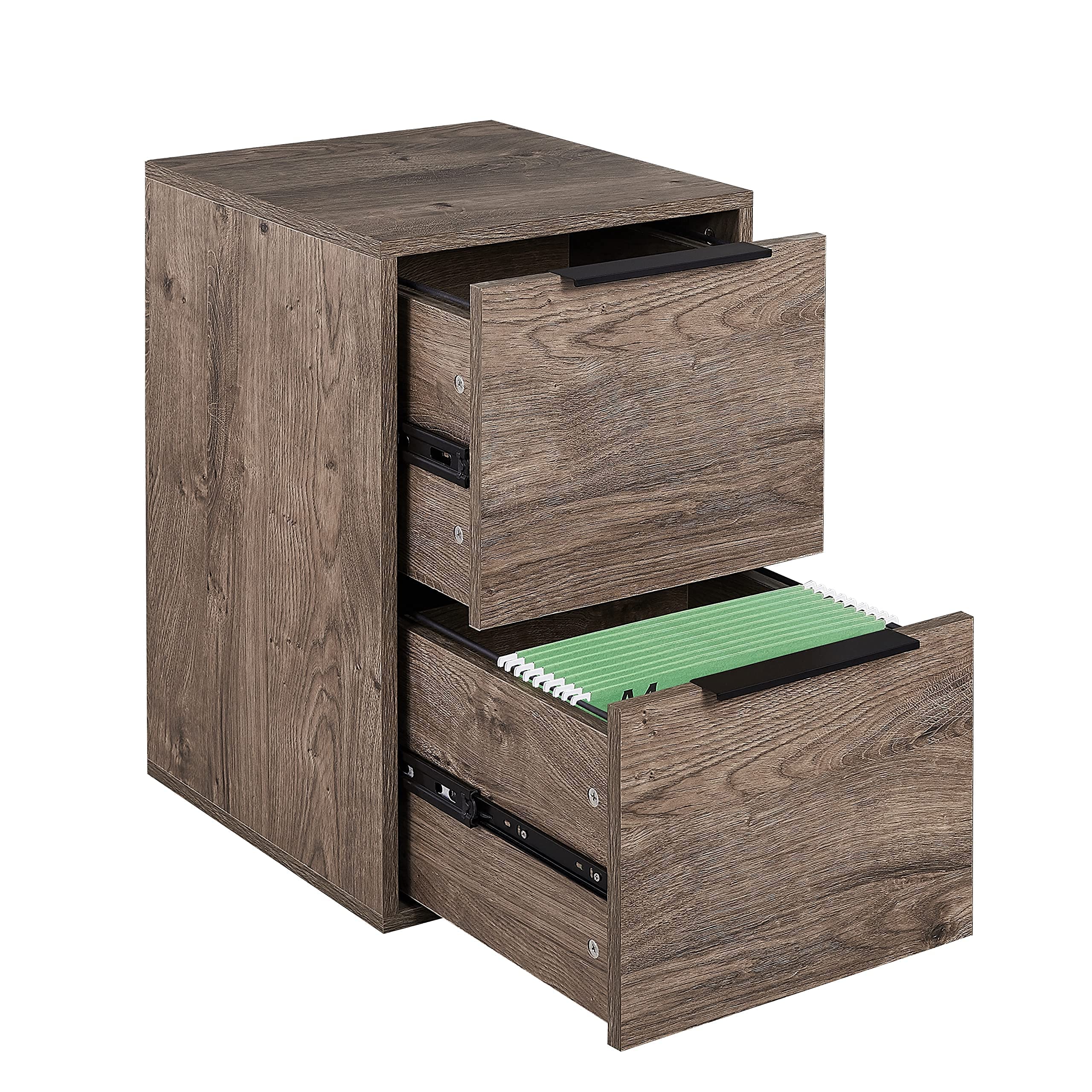 GREATMEET 2 Drawer Wood File Cabinet with Hanging Bars Vertical Storage Filing Cabinet for Letter Size Home Office 15.75" D x 15.17" W x 24.01" H Grey