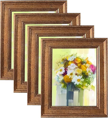 Miniatura 8 de LUCKYLIFE Juego de 4 portarretratos de 8 x 10 pulgadas, color marrón rústico para colgar en la mesa o en la pared Marrón,Bronce,Mezcla de