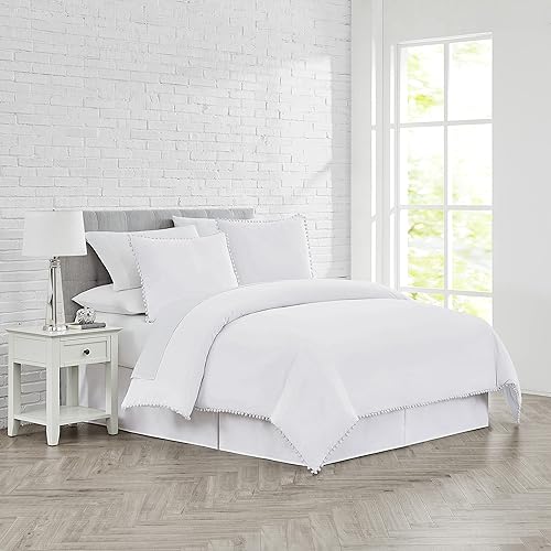 Miniatura 5 de Colección Pom Pom, calidad prémium, suave, resistente a las arrugas, la decoloración y las manchas, prelavado, juego de funda de edredón de aspecto