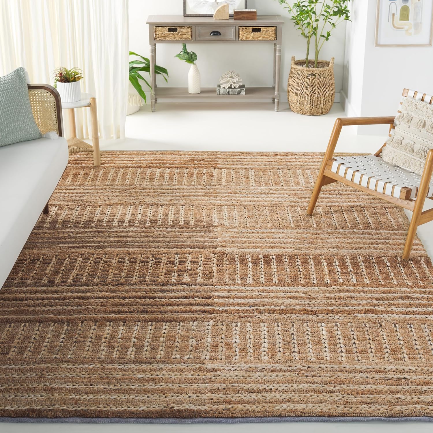 SAFAVIEH Area Rug 8x10 - Natural Fiber Collection - Large - Natural, Handmade Jute, Farmhouse Style, Ideal for Living Room, Bedroom, Dining Space (NF960A)