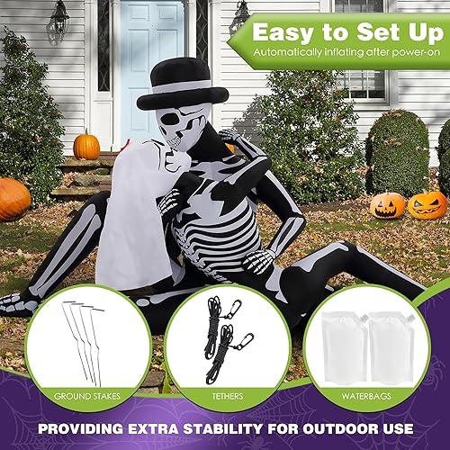 Miniatura 4 de Funflatable Inflables gigantes de Halloween de 8.5 pies para abrazar a parejas amantes de la decoración al aire libre, decoraciones inflables de