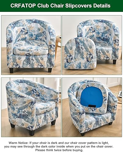 Miniatura 3 de CRFATOP Fundas para silla de club de 2 piezas, fundas para sillón de bañera, fundas de sillón con estampado suave y redondo para silla de sofá,